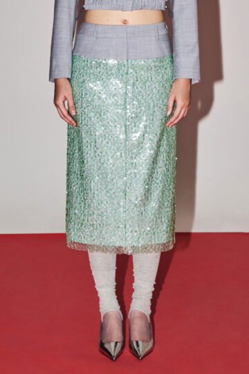 Merino Wool Sequined Straight Skirt