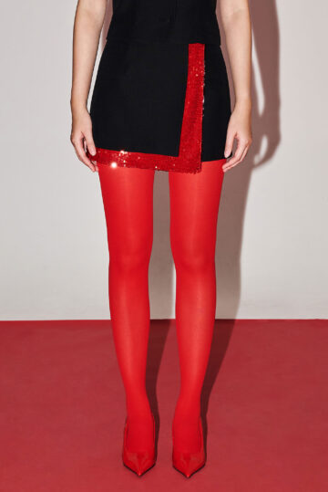 Silk Wool Sequined Panel Mini Skirt